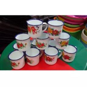 Mug Kembang 7Cm (1Lusin)/ Mug Enamel / Gelas Enamel Gelas Kembang Jadul / Gelas Jadul Kembang/ Mug C