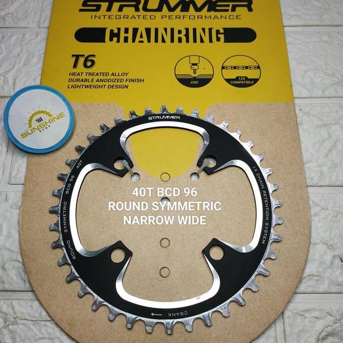 Chainring Crank STRUMMER 40T 42T BCD 96 ROUND SYMMETRIC CNC Narrow Wide Sepeda MTB Roadbike