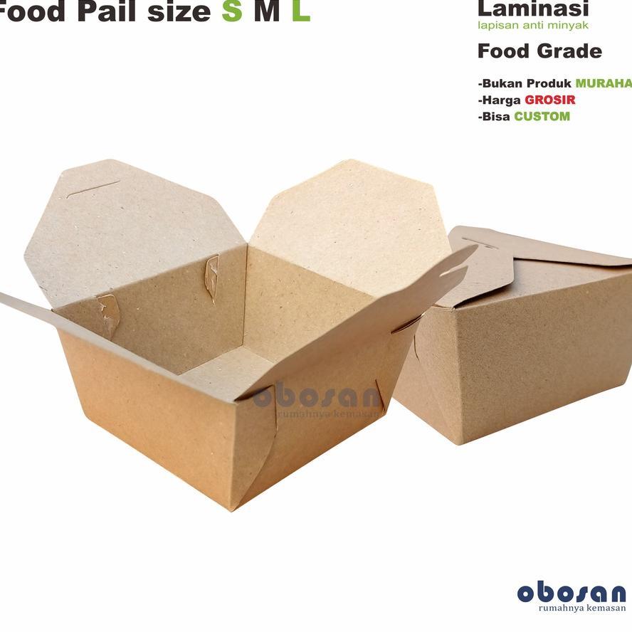 Food Pail Size S M L Paper Lunch Box Laminasi Tebal Nasi Box Ayam Goreng Geprek Kemasan Murah Unik