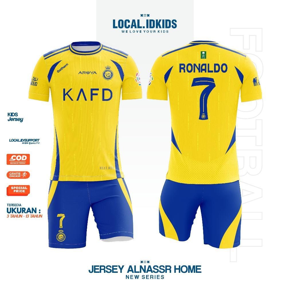 Value Pack Setelan Terbaru Jersey Al Nassr Home | Kaos Olahraga Anak Best Seller Original Premium Pr