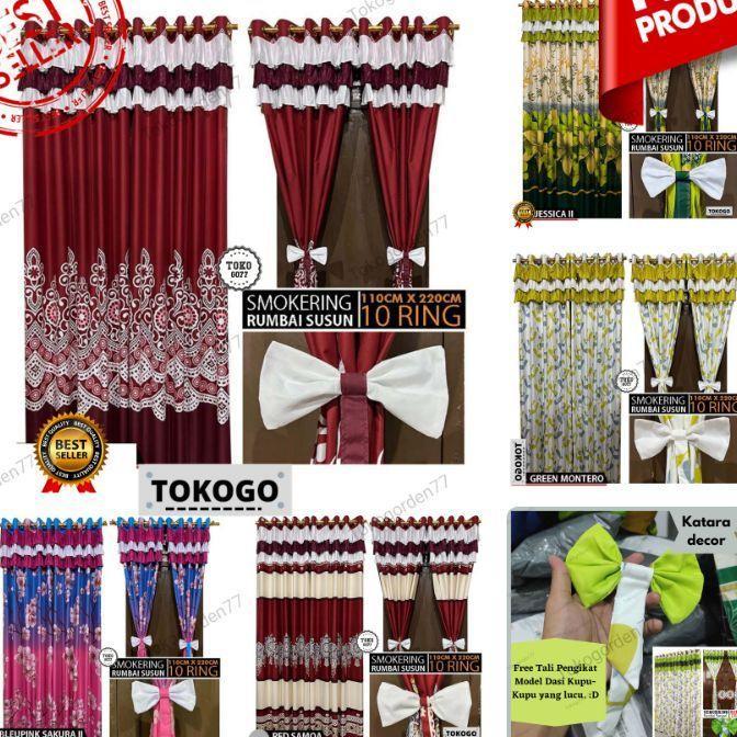 Gorden Susun Pita /Gorden Smokering Poni Rumbai Murah