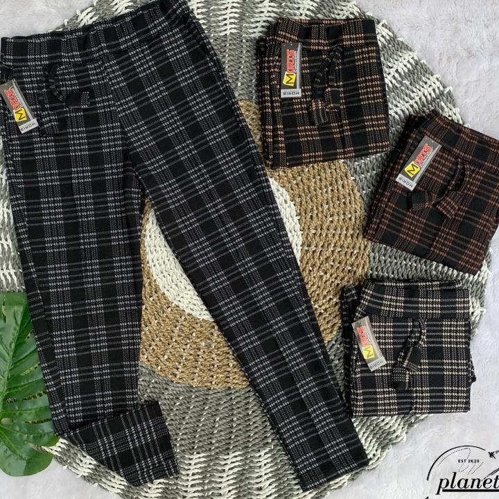 Celana Panjang Jumbo Wanita Celana Nyaman Wanita Celana Kotak Kotak Cewek Big Size Tartan Pants Cewe
