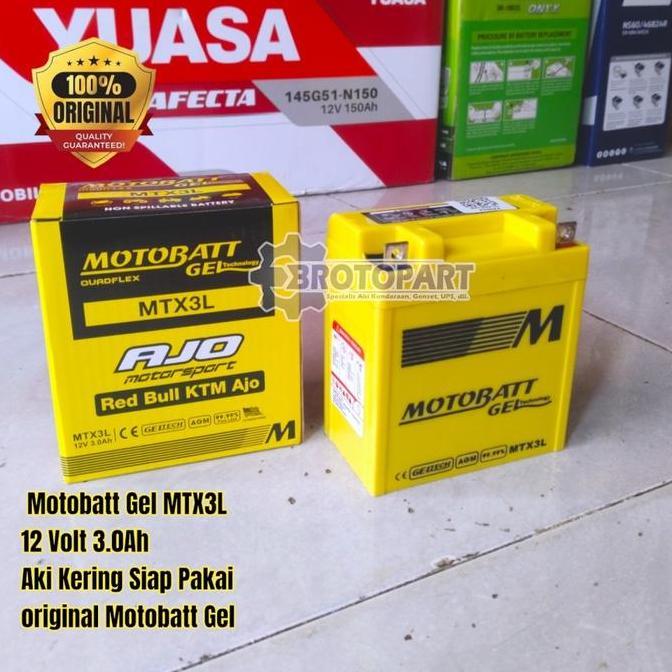 NEW AKI KERING MOTOR RX KING, KAWASAKI NINJA R SS 150, HONDA NSR 150 ACCU MOTOBATT MTX3L GEL 12VOLT 