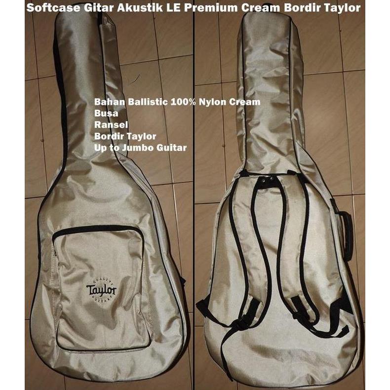 Softcase Gitar Akustik LE Cream Bordir Taylor murah