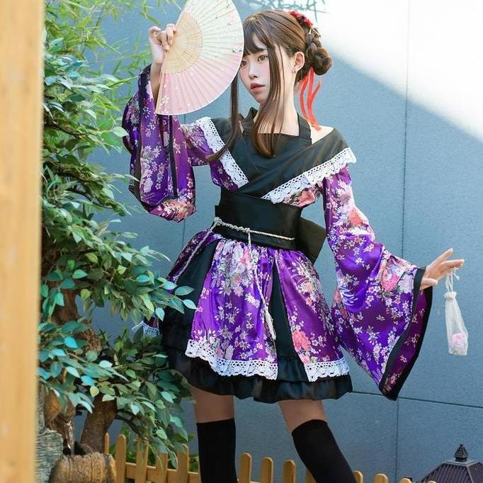 CC-20 black sailor yukata kimono lolita waloli cosplay costume kostum murah