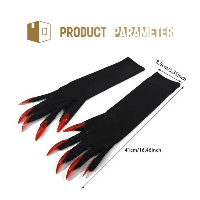 PODAMANS 1 Pasang sarung tangan halloween decoration aesthetic, Sarung Tangan Kuku Palsu Halloween C
