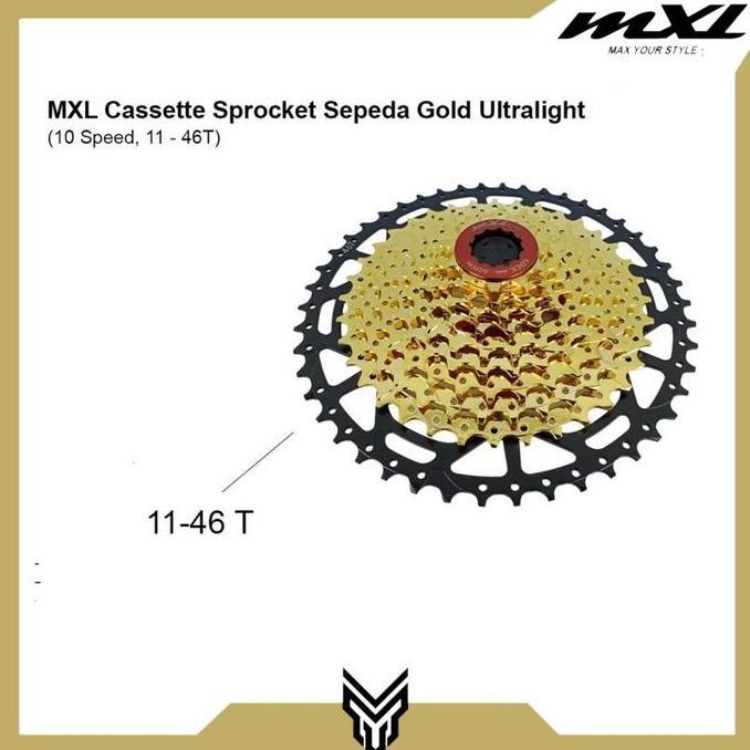 Cassette Mxl Gold Ultralight 10 Speed 11-46T Sprocket Cassette Gear Sepeda
