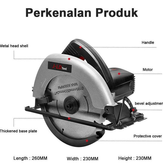 Jld Mesin Gergaji Circular Saw 7 Inch Jd1857 900W Sircular Saw J1857 Mesin Potong Pemotong Keramik M