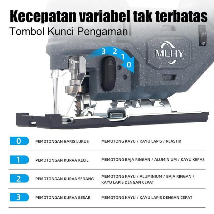Mlhy Mesin Gergaji Jigsaw Cordless Kayu Electric Jigsaw Brushless Motor Variable Speed Cordless Keku