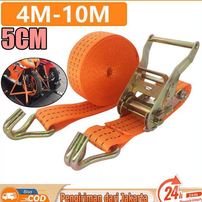ATHHINE 4-10 MeterRachet Tie Down Webbing Cargo Lashing Belt  Trackbelt Tali Ikat Sabuk Truk trek be
