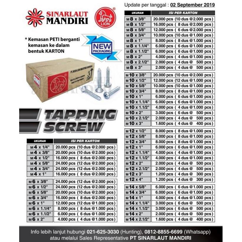 Sekrup Tapping / Tapping Screw HPL FH+ 8x3