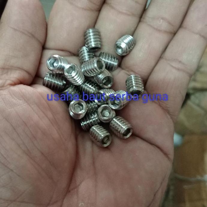 baut tanam stenlis 316 M 10x10 pitch 1,5 kunci L 5  set screw /imbus