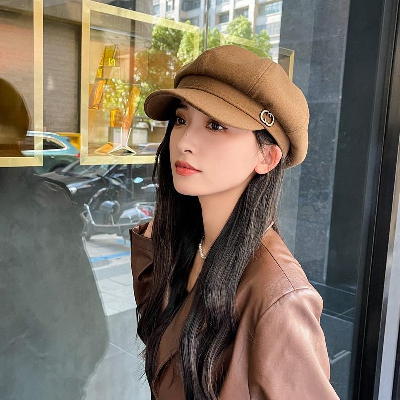 Topi Baret Oktagonal Gaya Korea/Inggris Untuk Wanita /Topi Fashion Kekinian Wanita