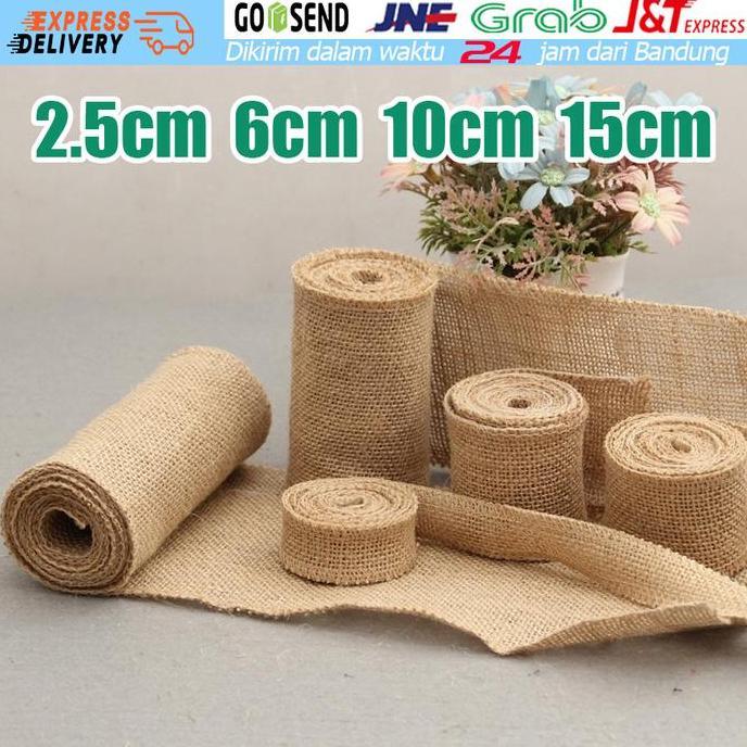 NUMAQUEEN Jute Ribbon 2.5/6/10/15cm x 5m - Burlap Ribbon - Pita Goni Polos