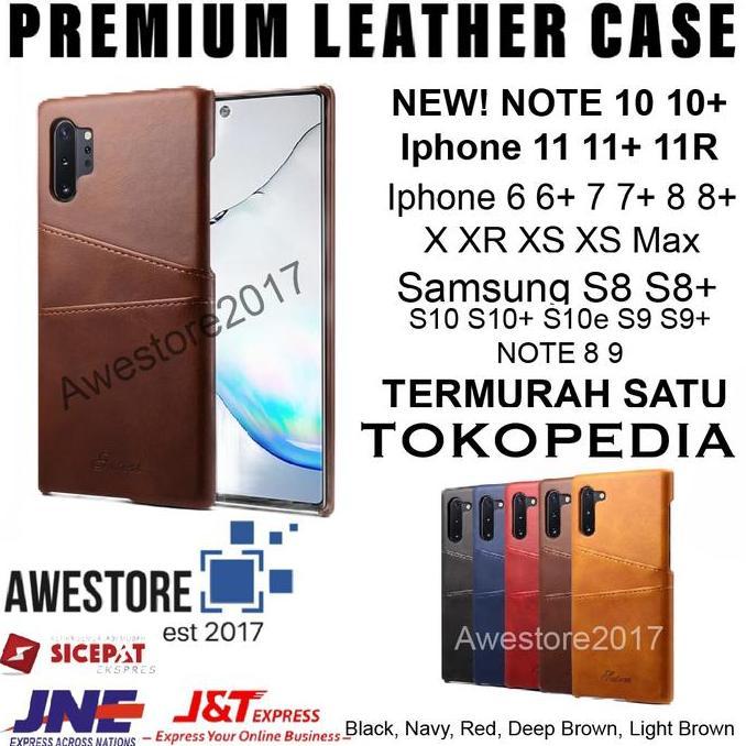 Leather Case Card Casing Kulit S10 S10+ S10e Lite S9 S9+ Note 8 9 Plus