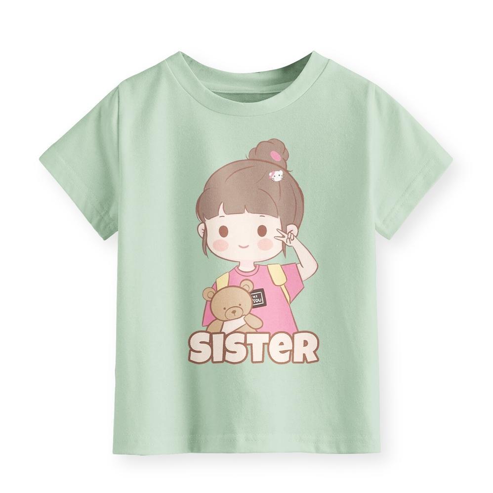 Hot Product Kaos Couple Adek Kakak Anak Laki-Laki Dan Perempuan Sibling Series Warna Green Mint
