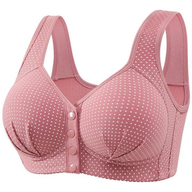 Wagee- Bra Wanita Kancing Depan Nyaman Bahan Tipis Adem Tanpa Kawat Ukuran Besar Bh Tali Lebar Cup B