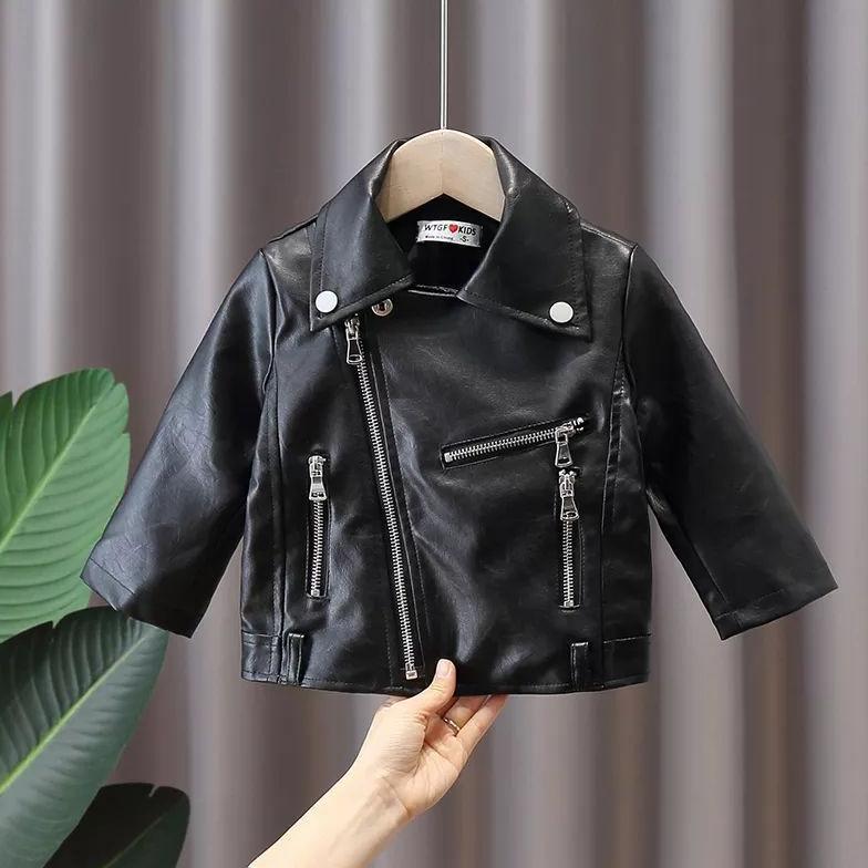 hot sale jaket kulit sintetis anak terlaris unisex (cewe/cowo) style hitam keren dan lucu/ jaket kul