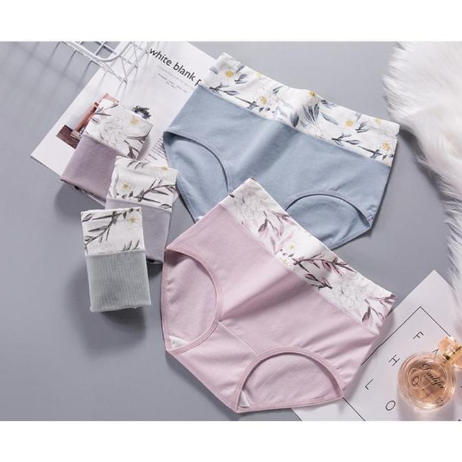 Wagee- Cd92 Celana Dalam Wanita Premium Katun Lembut Flower And Leaf  Small Until Big Size Women Cot