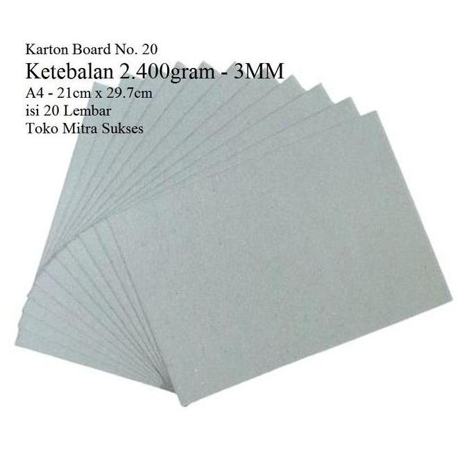 Lansungkirim- Karton Board Abu Abu A4 No 20 Ketebalan 3Mm