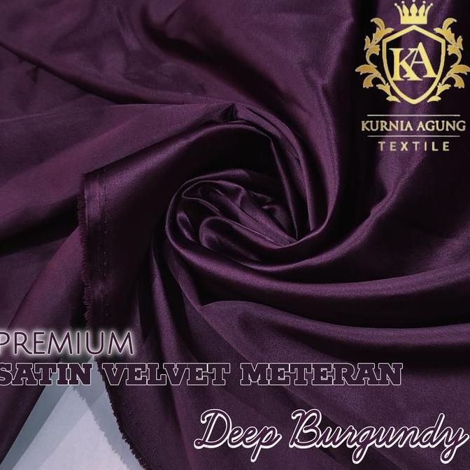 Giocare- 1 Meter Kain Satin Velvet Silk Premium Warna Burgundy Maroon Deep Ungu Meteran Dress Hijab 