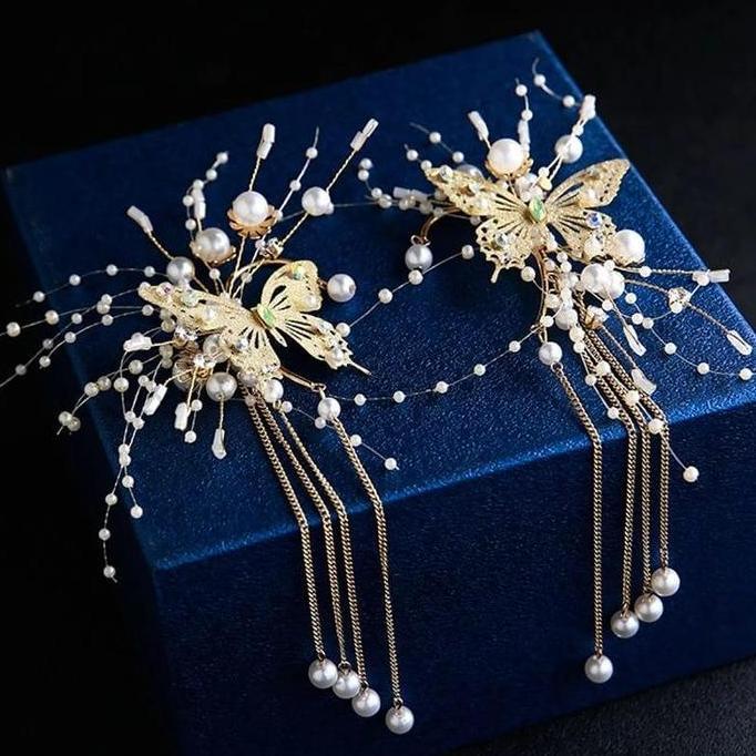 Capelli- [Sepasang] Earcuff Gold Pita Butterfly - Headpiece Hiasan Telinga - Jepit Bentuk Kupu - Kup