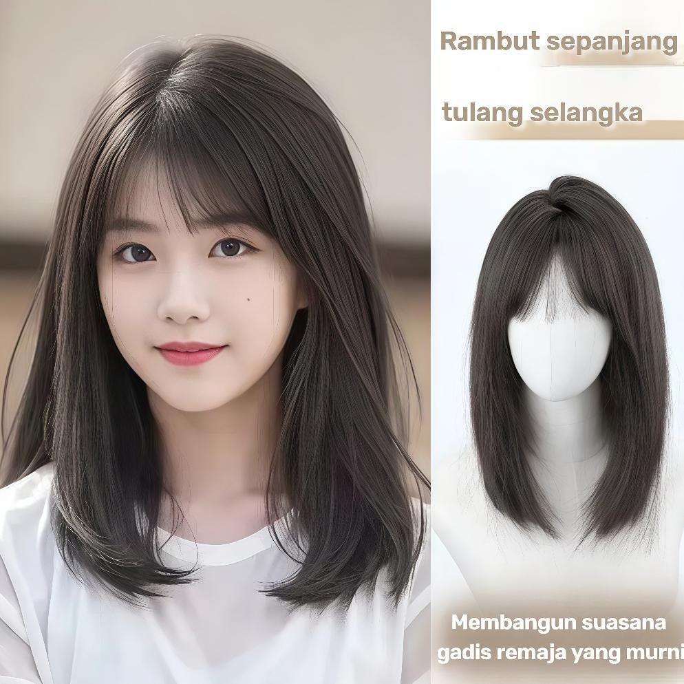 LvyStyle-Wig Wanita Setengah Panjang Wig Wanita Full Kepala 40CM Rambut palsu wanita simulasi alami 