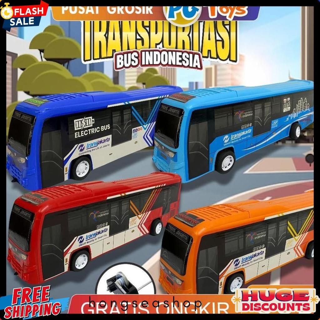 Diskon Pgtoys Miniatur Bus Pullback Friction Transjakarta Airplane Sim Keliling Polisi Brimob Indone