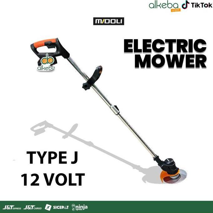 Mesin Potong Rumput Listrik Mower Type J 12V dengan Baterai Merk Midoli