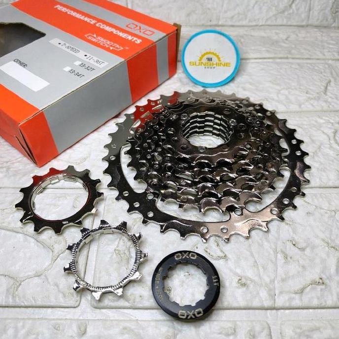 Sprocket Cassette 7 Speed 11-36T OXO CHROME Gir Slup TANPA DRAT Untuk Hub Freehub Jangkrik Sepeda MT