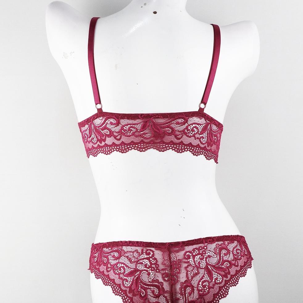 Murah Grape - Setelan Bralette Full Renda Transparan Lace Celana Dalam Wanita Bra Bh Tanpa Kawat Spm
