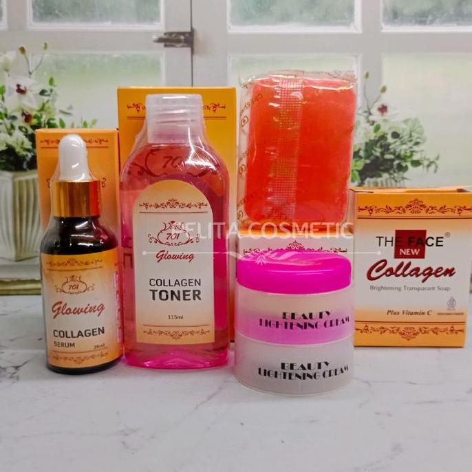 BPOM Paket Collagen 701xThe Face(.sabun the face.cream the face.toner 701.serum 701 Collagen) Mengen