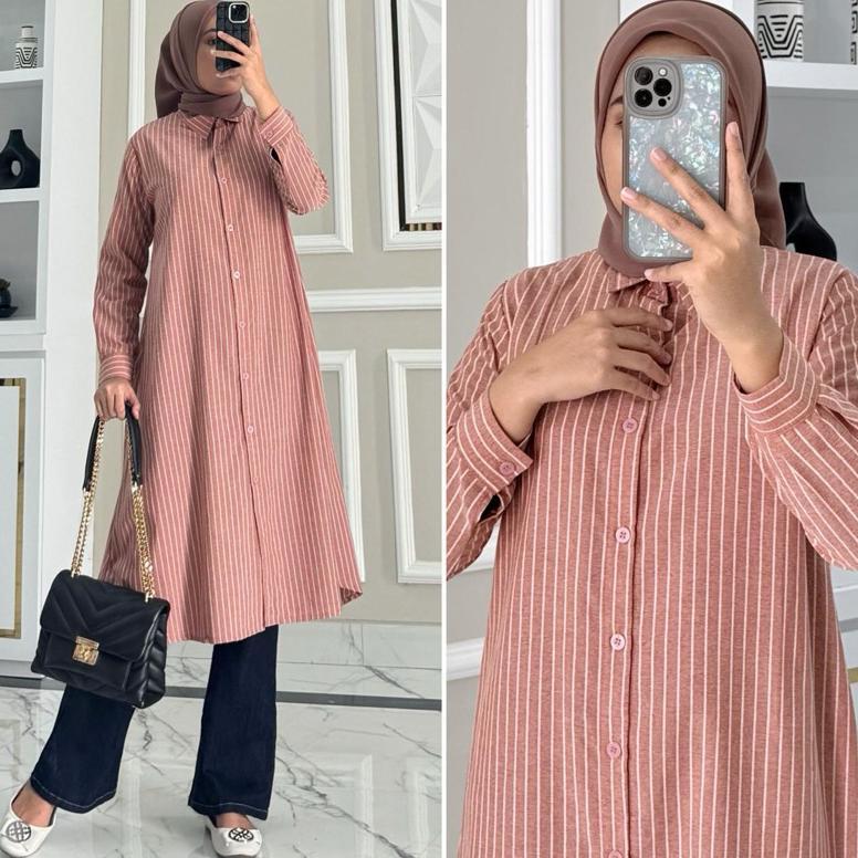 ORIGINAL POPPY TUNIK KATUN POPLIN PREMIUM BY ZALFA OUTFIT / BAJU ATASAN WANITA MUSLIM TUNIK KERJA KU