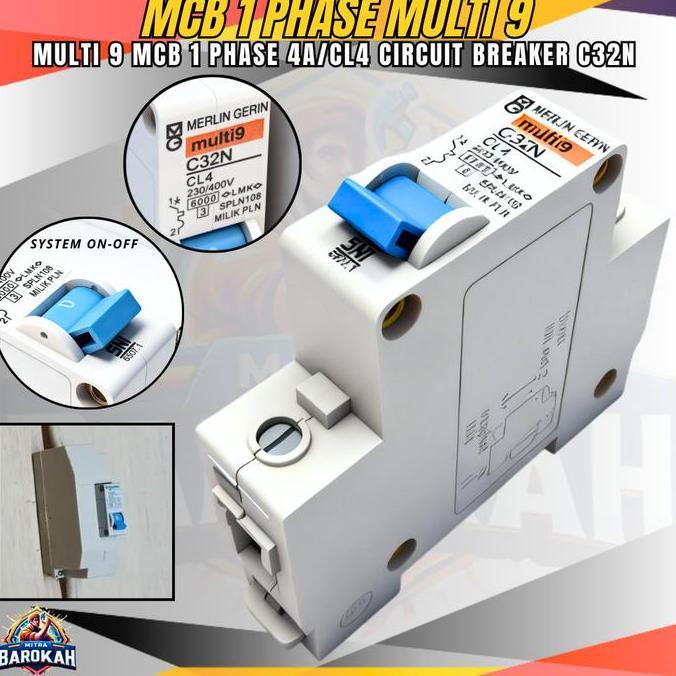 Mcb 1P Cl4 Merlin Gerin Multi9 Mcb Miniature Circuit Breaker 1 Phase 4 Ampere Multi9 C32N Pemutus Ar
