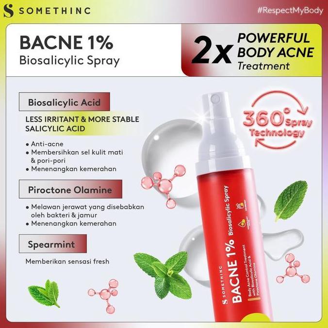 Skinyou- Somethinc Bacne 1% Biosalicylic Spray Biang Keringat Jerawat Punggung