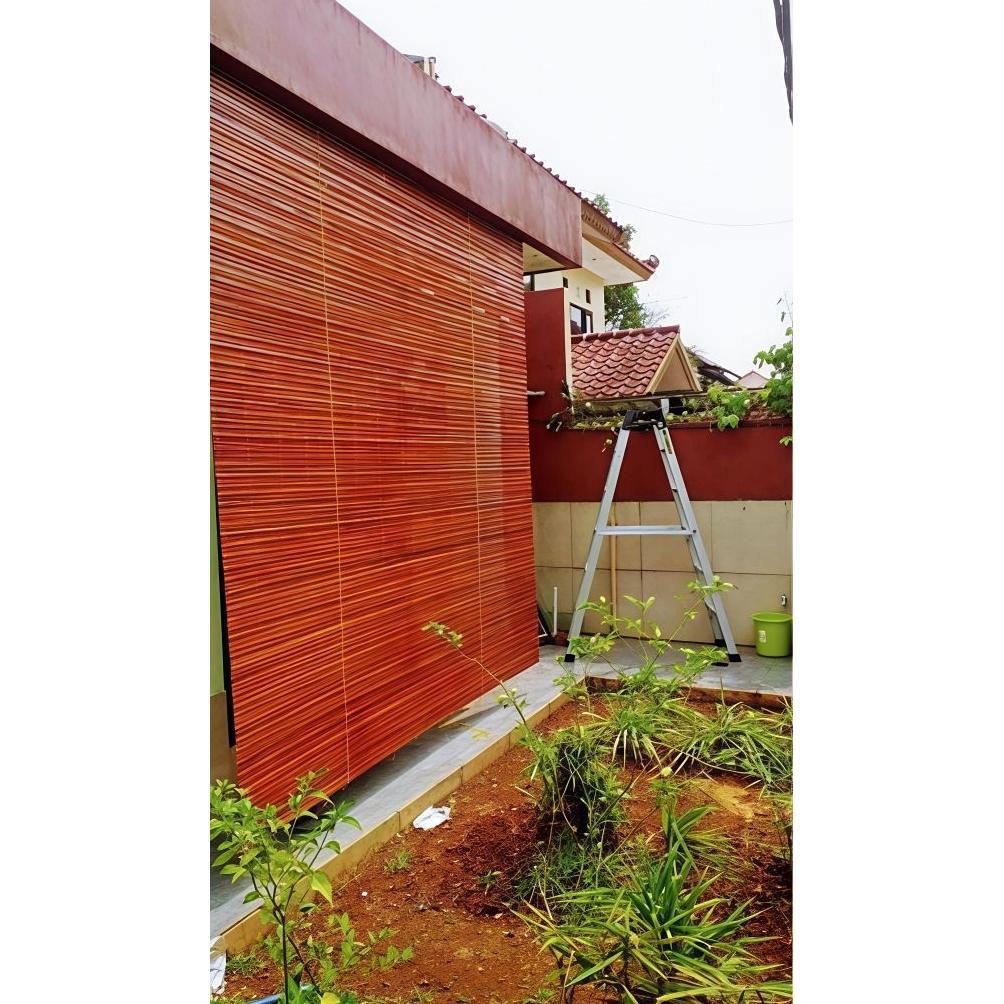 Tirai Bambu Plitur & Natural 2,5 X 3 Meter Tirai Bambu Krey Gulung Outdoor Lengkap Tali+Kerekan