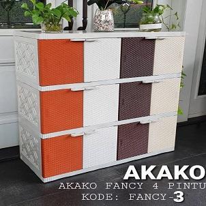 Akako Lemari Plastik Serbaguna Pakaian Fancy 4 Pintu - 3 Susun 12 Pintu Laci 3 Pintu Bagus Putih
