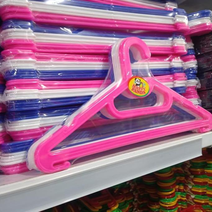 TERLARIS GANTUNGAN BAJU PLASTIK HANGER SEGITA WARNA HAPPY PANDA