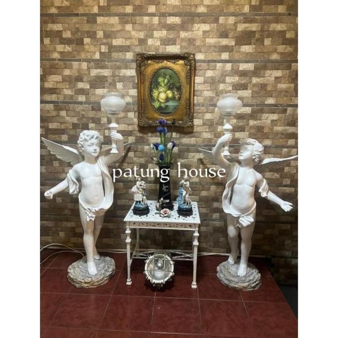 Patung Pajangan Angel Malaikat Bawa Lampu