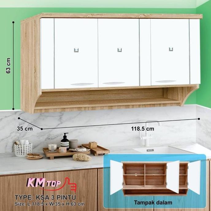Promo Kitchen set minimalis / Rak dapur / Lemari dapur / Rak dinding atas 2 / 3 pintu KSA F/S F/L Fu