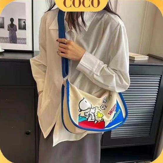 Tas Tote Bag Snoopy / Tas Bahu / Shoulder Bag / Tas Canvas Snoopy Premium Berwarna / Tas Selempang /