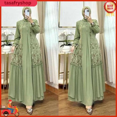 Alluna Gamis Muslim Dress Brukat Tulle Murah Gamis Syari No Po