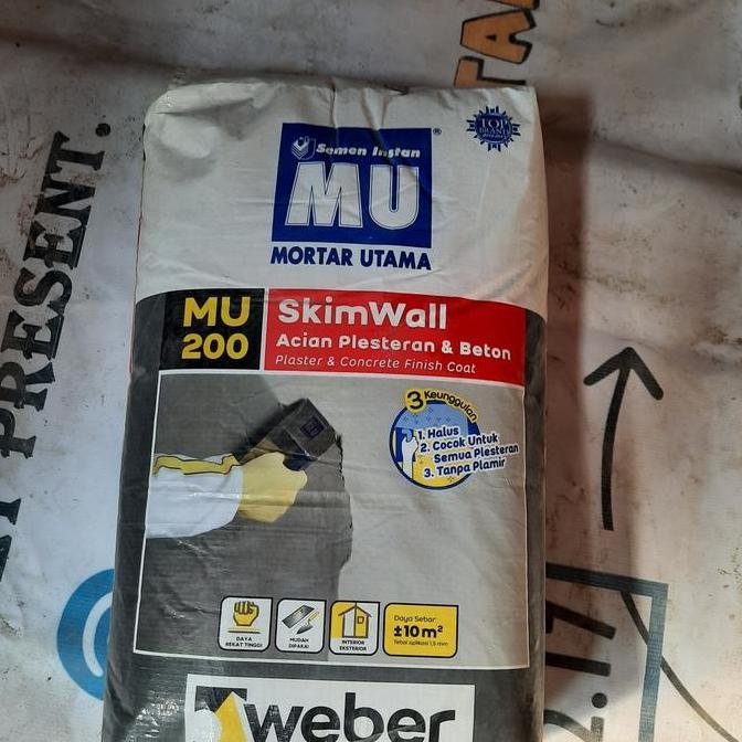 TERLARIS MU 200 Semen Acian 40 kg / Skim Coat Plester dan Beton MU 200 gratis ongkir