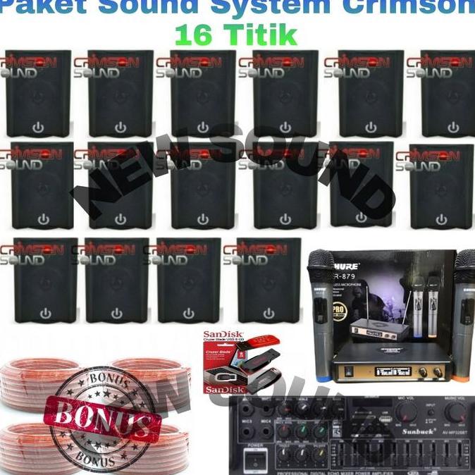 Paket Sound System Cafe Restoran Masjid Mushola 16-Speaker Crimson