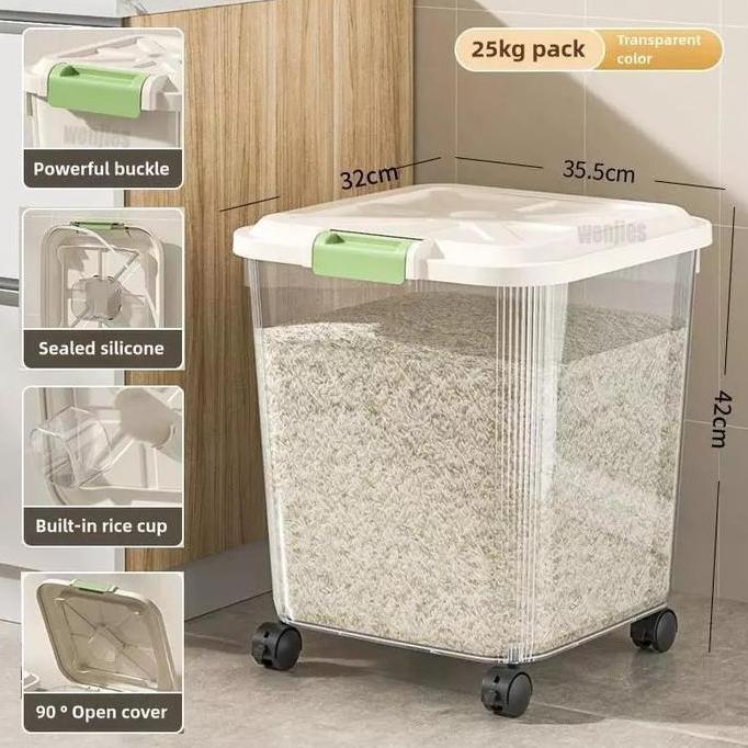 dispenser beras estetik rice box 25kg tempat beras 5 kg aesthetic  tempat beras aesthetic storage te