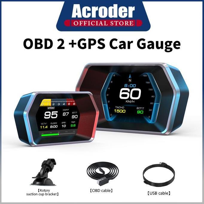 ACRODER OBD DISPLAY MOBIL P17 OBD2 GPS BACA ALIRAN DATA UNTUK MOBIL UNIVERSAL ORIGINAL DAN TERPERCAY