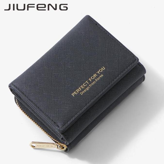 Dompet Minimalis Jiufeng Dompet Wanita Pendek Ritsleting Serbaguna Dilipat Dompet Koin