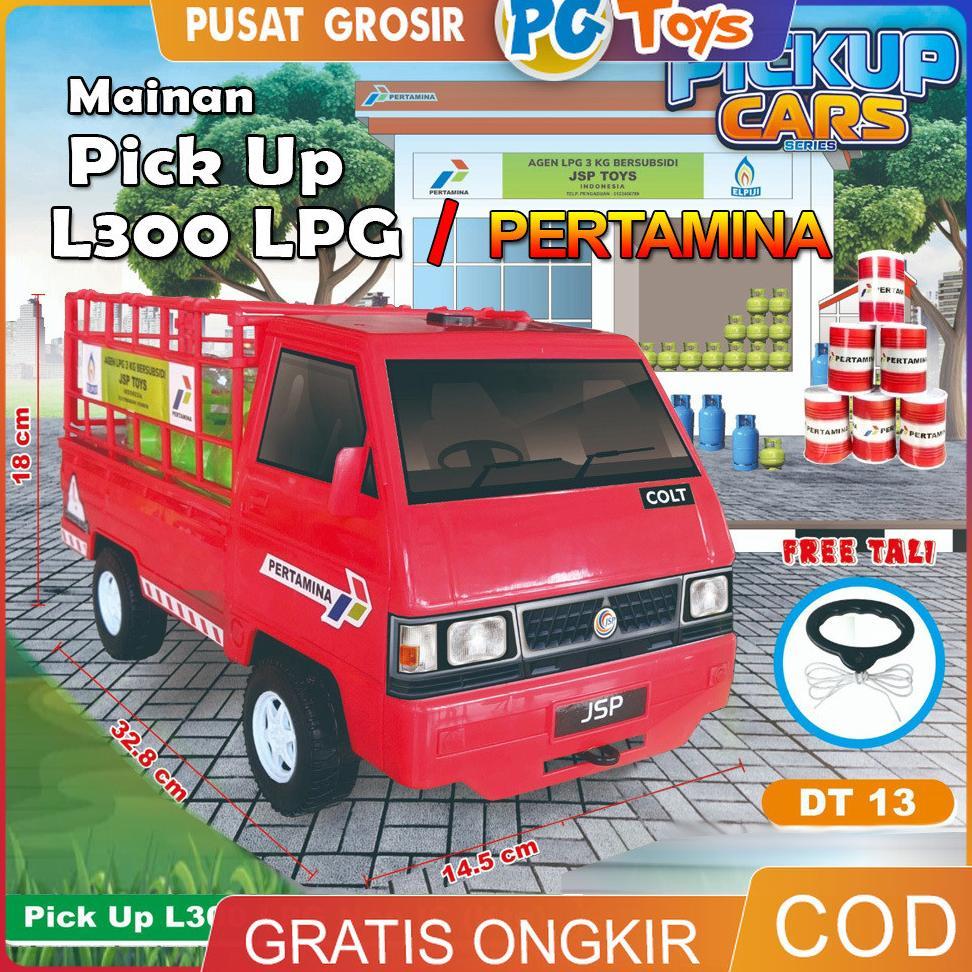 Terlaris Mainan Anak Mobil Pick Up L300 Pertamina Pengangkut Lpg Miniatur Tabung Gas 3Kg Dt13 Rs02
