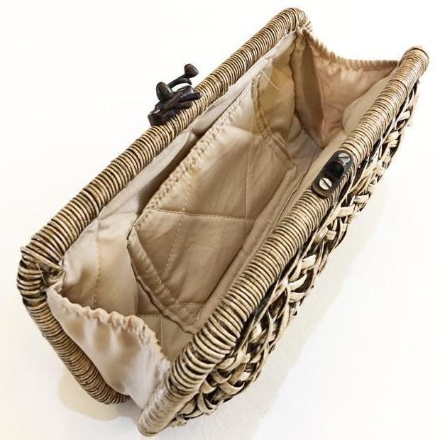 Tas Wanita Clutch Rotan Awul (Putih) [D001] - Dompet Pesta Etnik, Dompet Rotan Anyaman, Clutch Anyam