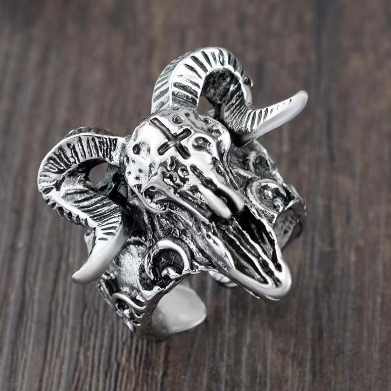 RECOMMENDED COD CINCIN TENGKORAK PRIA CINCIN MODE UNISEX CINCIN CROSS CINCIN KEPALA DOMBA RETRO SEDE